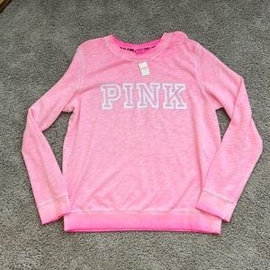 VS pink terry pullover large BNWT